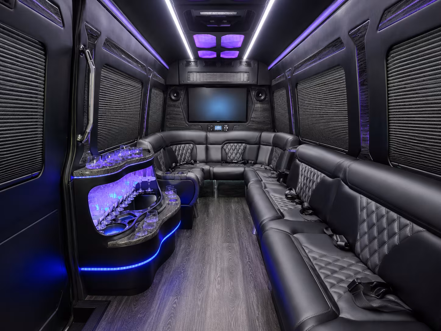 trenton 50 passenger party bus inside
